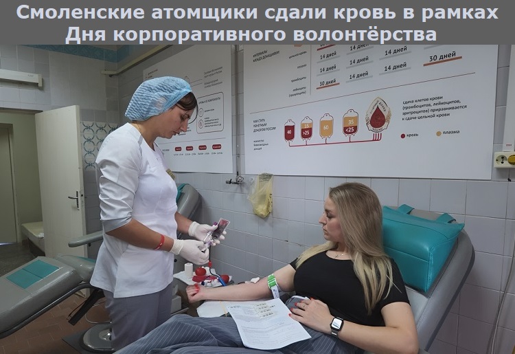 Смоленские атомщики сдали кровь в рамках Дня корпоративного волонтёрства Смоленские атомщики сдали кровь в рамках Дня корпоративного волонтёрства